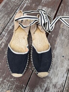Soludos Black Canvas Espadrille Tie-Up Flats